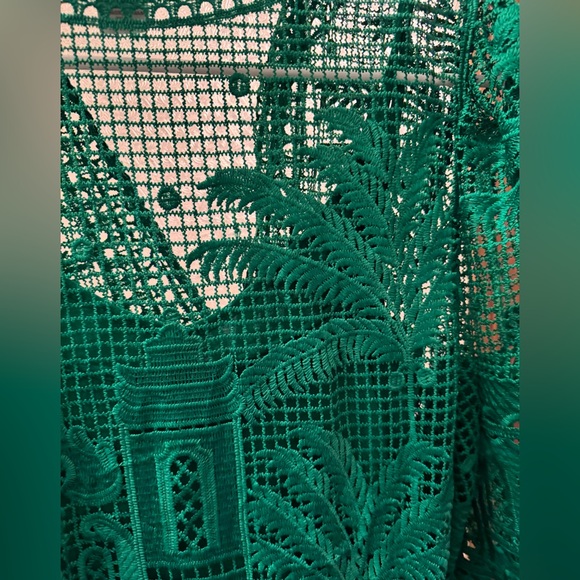 Like New House of Harlow 1960 Dress Morada boa Guipure emerald green lace sz Sm - Picture 7 of 12